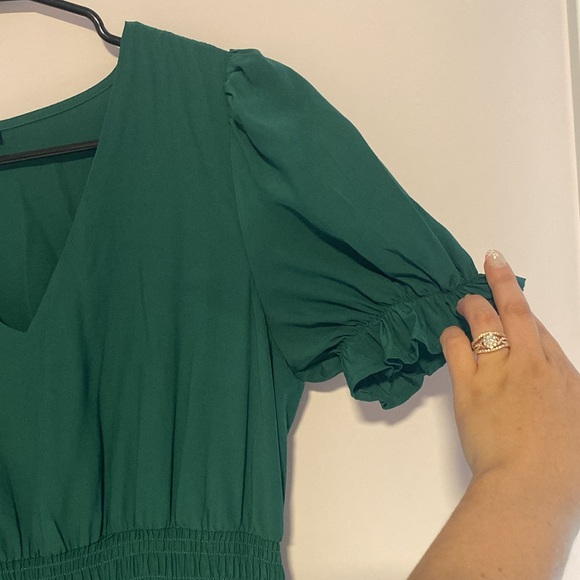 Newshows Women's 2023 Summer V Neck Midi Dresses Casual Puff Green - Picture 2 of 12